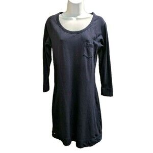 Lilly Pulitzer Preston Dress Sz M Navy Blue Long Sleeve Cotton Preppy Classic